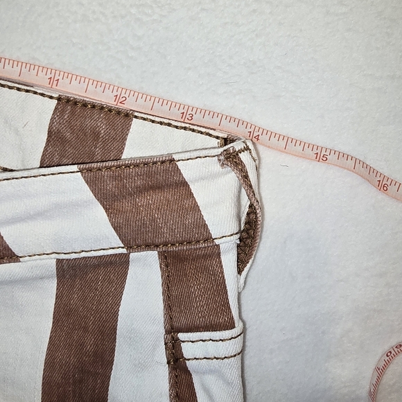 Cotton Stretch Striped Flare Jeans in Brown and White Hippie Country Nashville - Picture 4 of 9